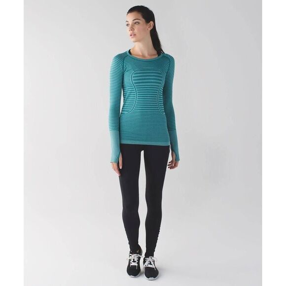 Lululemon Swiftly Tech Long Sleeve Crew Heathered Forage Teal Sz 6 - Picture 1 of 5